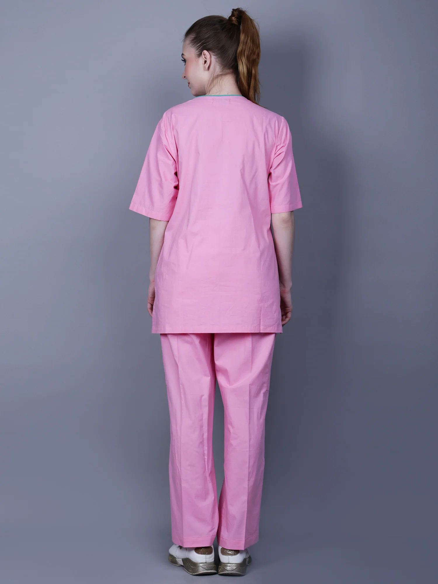 MEDICAL UNISEX ASYMMETRIC NECK PINK SCRUB - Image 6