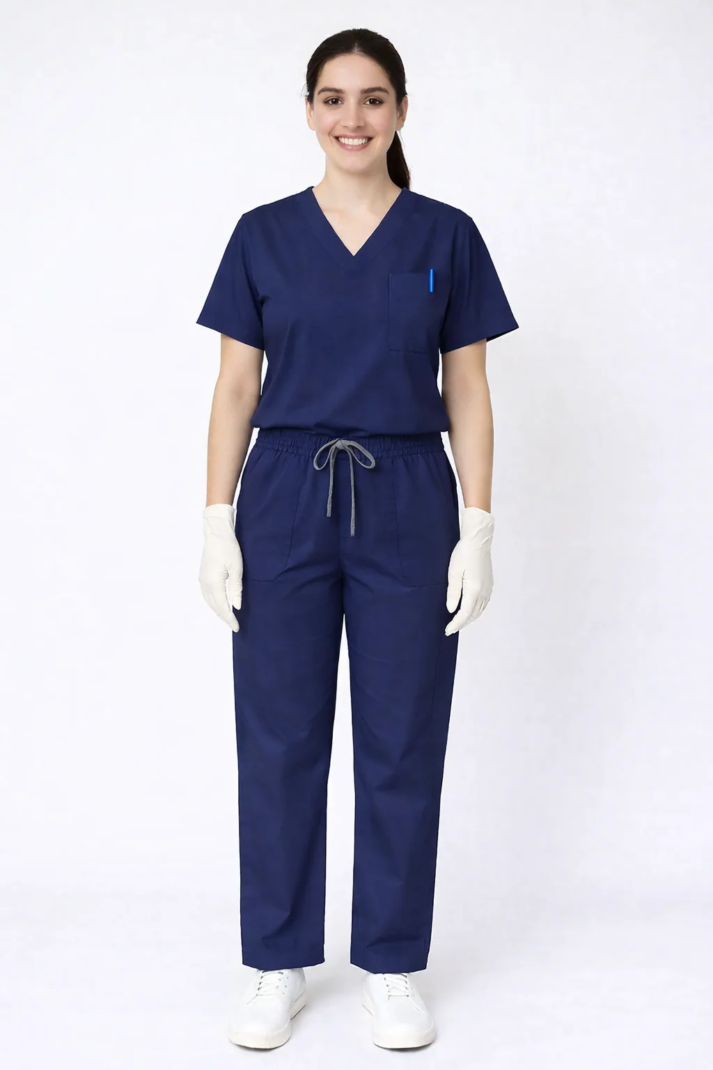 TSM ELITE 6 POCKET V NECK (NAVY BLUE) WOMEN SCRUB